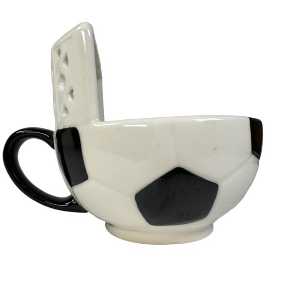 3D Soccer Ball & Net Mug Dish Coffee Cup Soup Bowl Maxi's Creations White Black - Picture 4 of 12